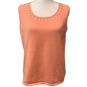 🌈Bob Mackie pink knit tank top sleeveless shirt embroidered women’s medium